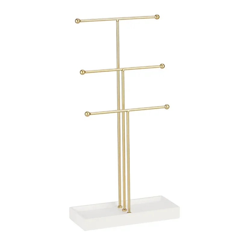 Jewelry Organizer Stand Necklace Holder Organizer, 3-Tier Earrings Organizer Bracelet Storage Display & Velvet Ring Tray