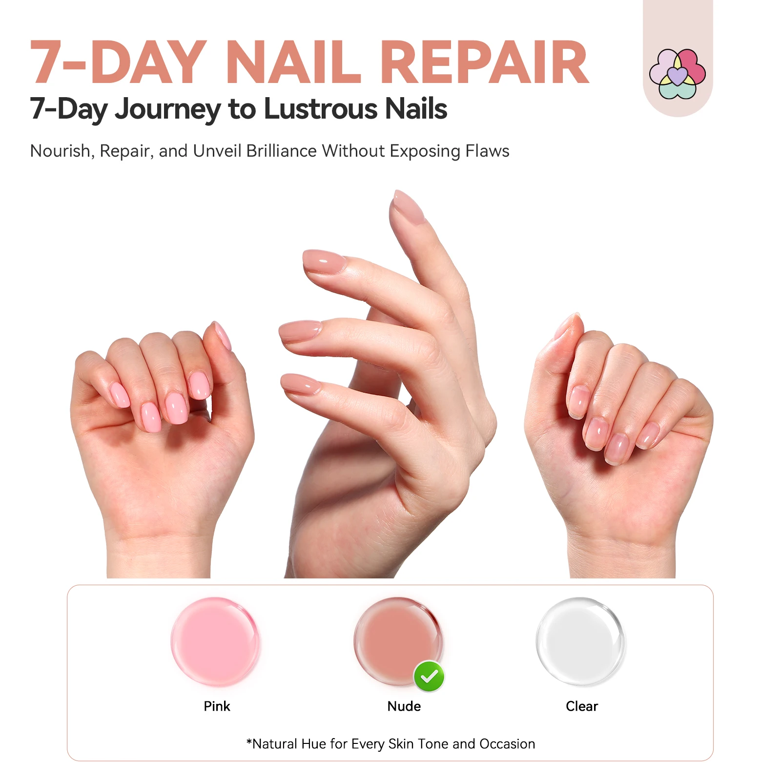 SAVILAND Advanced Nail Strengthener: Nude Air Dry Natural Concealer Foundation Nail Polish Nail Growth for Damaged Nails Repair
