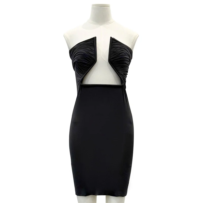 

Womens dresses New Elastic knit slim mini dress for summer 2025 Geometric hollow sleeveless short dresses banquet party dresses