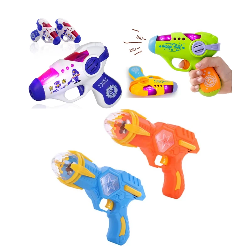 Large Outdoor Kids Electric Toy Gun Shiny Projection Cool String Lighting Rotating Dynamic Music Boy Interactive Holiday Gifts