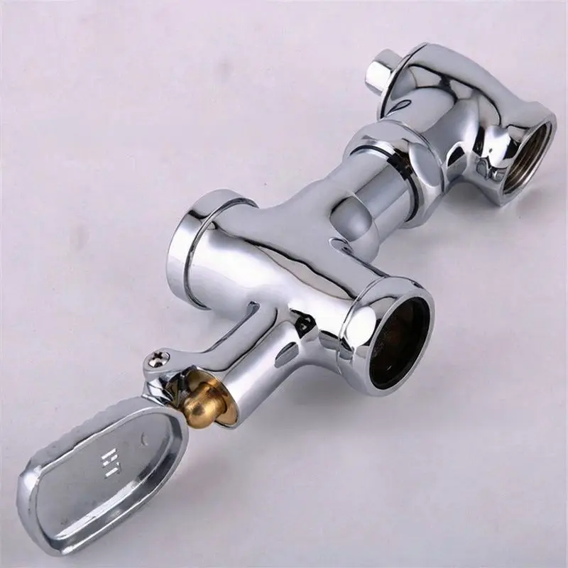 Copper Horizontal Foot Pedal Hand Press Stool Flush Valve Foot Pedal Squat Toilet Delay Valve Toilet Urinal Flush Valve
