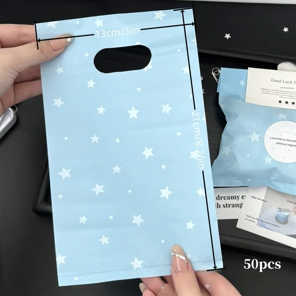 Steve 50pcs Blue And White Star Frosted Packaging Bags Gift Cards Shipping Packaging Materials Affordable Ziplock Bags