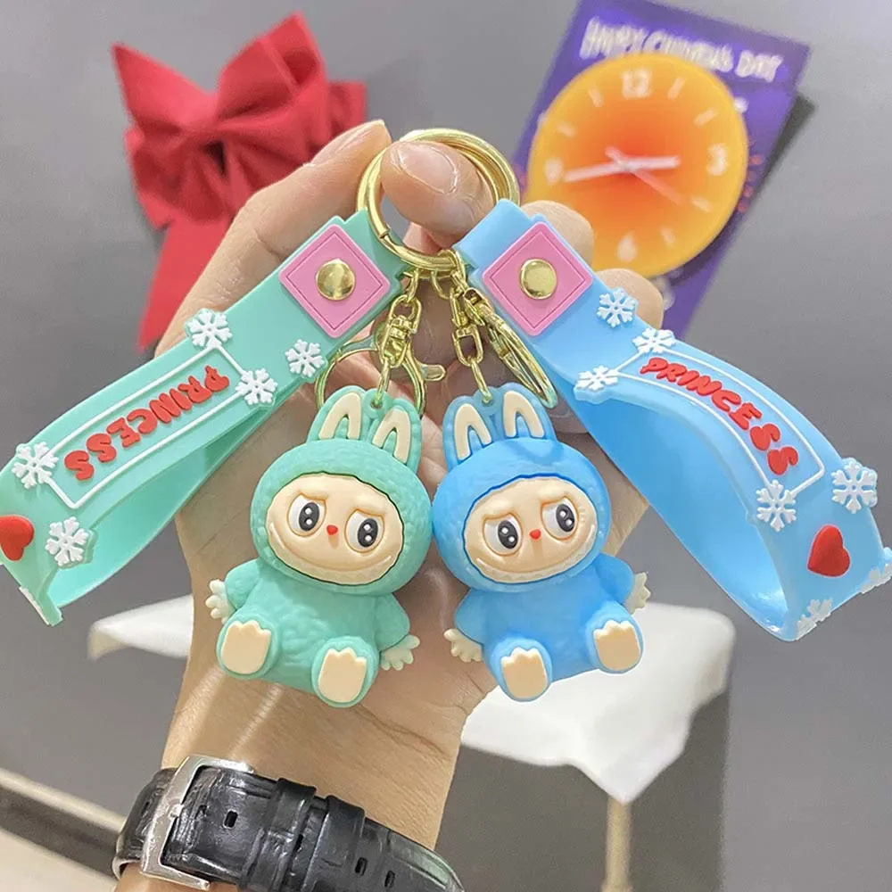 

1PC Cute Sitting Posture Monsters Labubu Series Bubble Doll Keychain Car Backpack Doll Keychain Pendant Gifts for Kid Wholesale