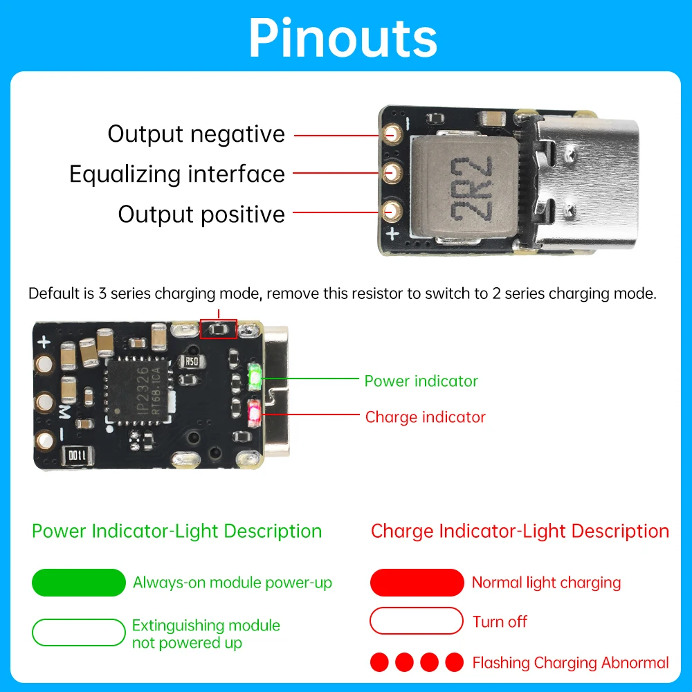 2S/3S BMS 18W DC 4.5-9.5V 1.5A Lityum Pil Şarj Güçlendirme Modülü, Gerilim Gösterge Işığı Tip-C ile Hızlı Şarjı Destekler