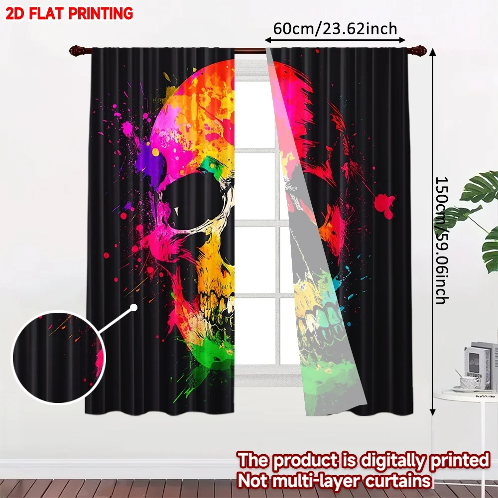 2D flat printing 2pcs Curtains Colorful Paint Splashes Digital Printed Polyester Drapes Party Decorations for Event Decoration