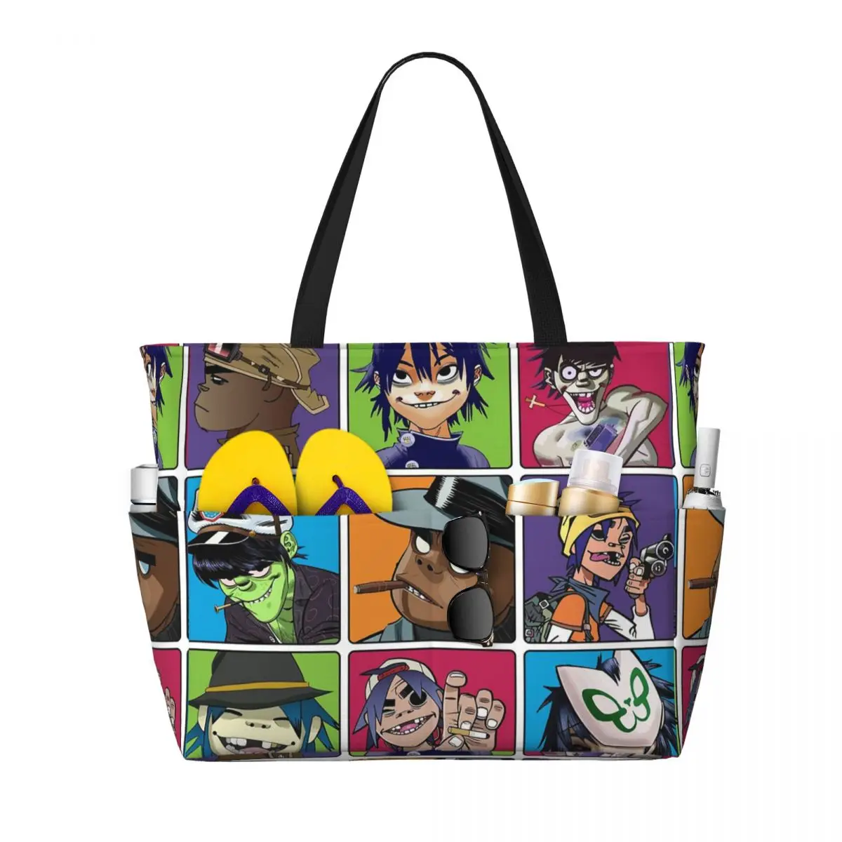 

Music Band Gorillaz Beach Tote Bag Sport Gym Yoga Duffle Large Tote Bag Women Travel Bag Fitness bag
