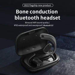 TWS Bone Conduction Headphones Wireless Earbuds Bluetooth Real WirelesAir Conduction Waterproof Fitness Driving Headset With Mic