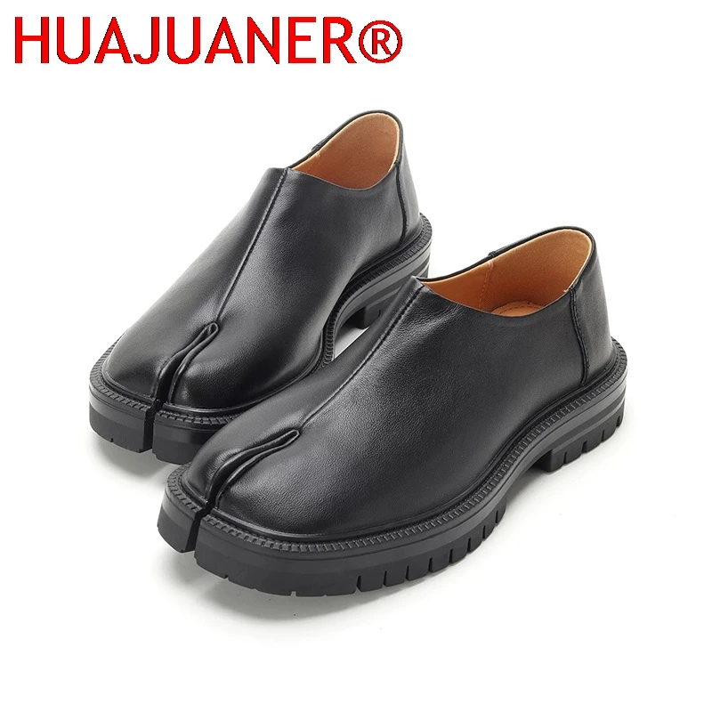 

2026 New Large Size Maganad Tabi Babouches Loafer Flat Shoes For Women And Men Couple Shoe Split Toe Genuine Leather Black Flats