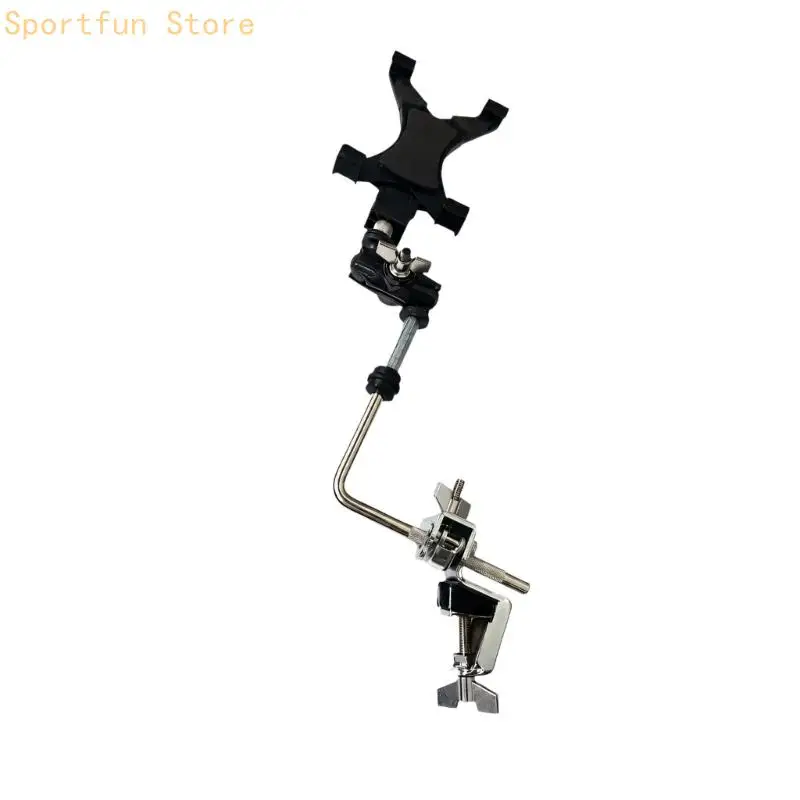 Drumming Practice Phone Mount Clamp with Adjustable Metal Holder and Cradle for Screen Reference, Rehearsal Positioning, and