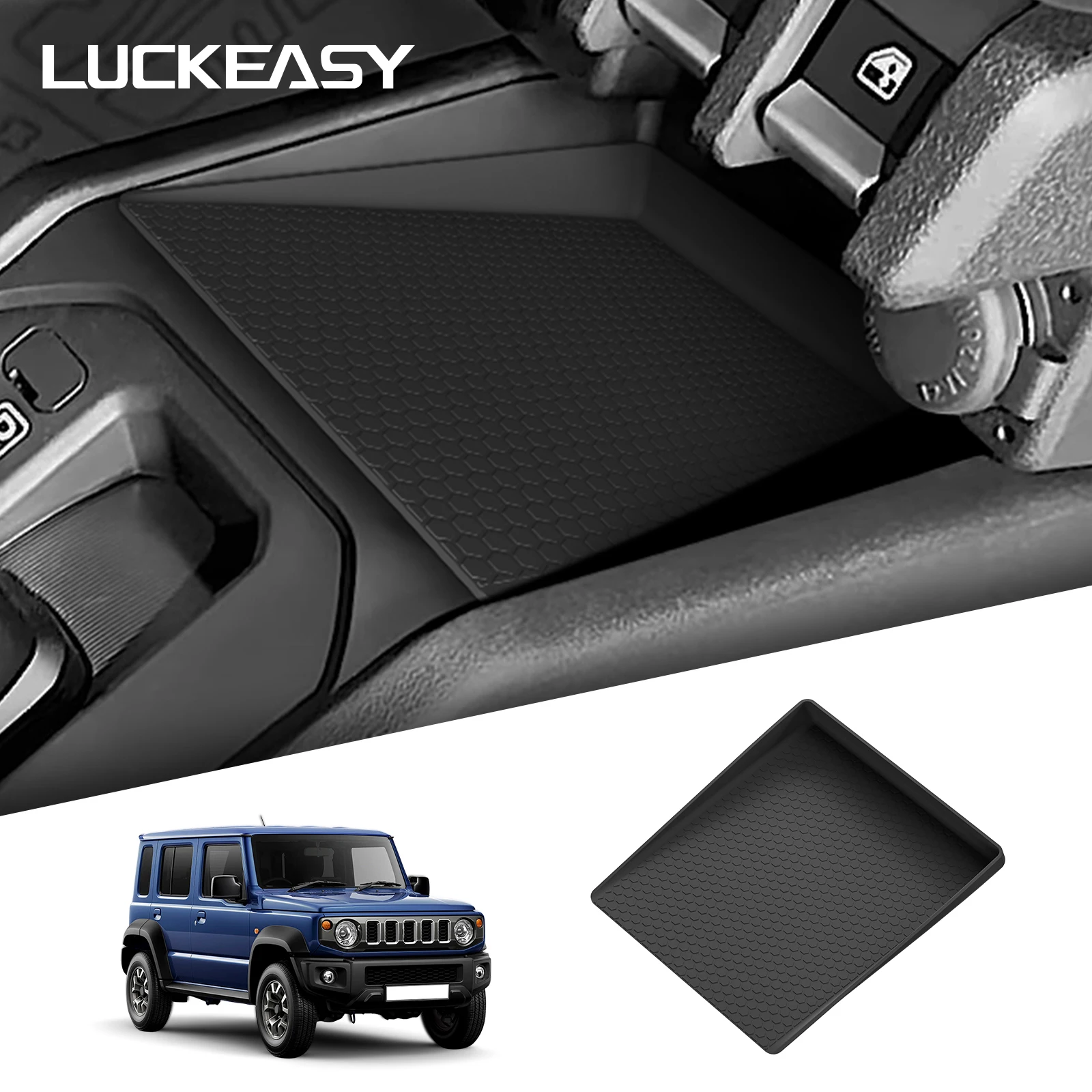 LUCKEASY für Suzuki Jimny 2024-2025 Mittelkonsolen-Aufbewahrungsbox Schutzmatte Auto-Zubehör Organizer Ordnungsbox Ablage