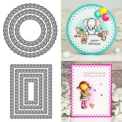 Metal Cutting Dies Stitched Eyelet Frame Diy Scrapbooking Photo Album Decorative Embossing Paper Card Crafts