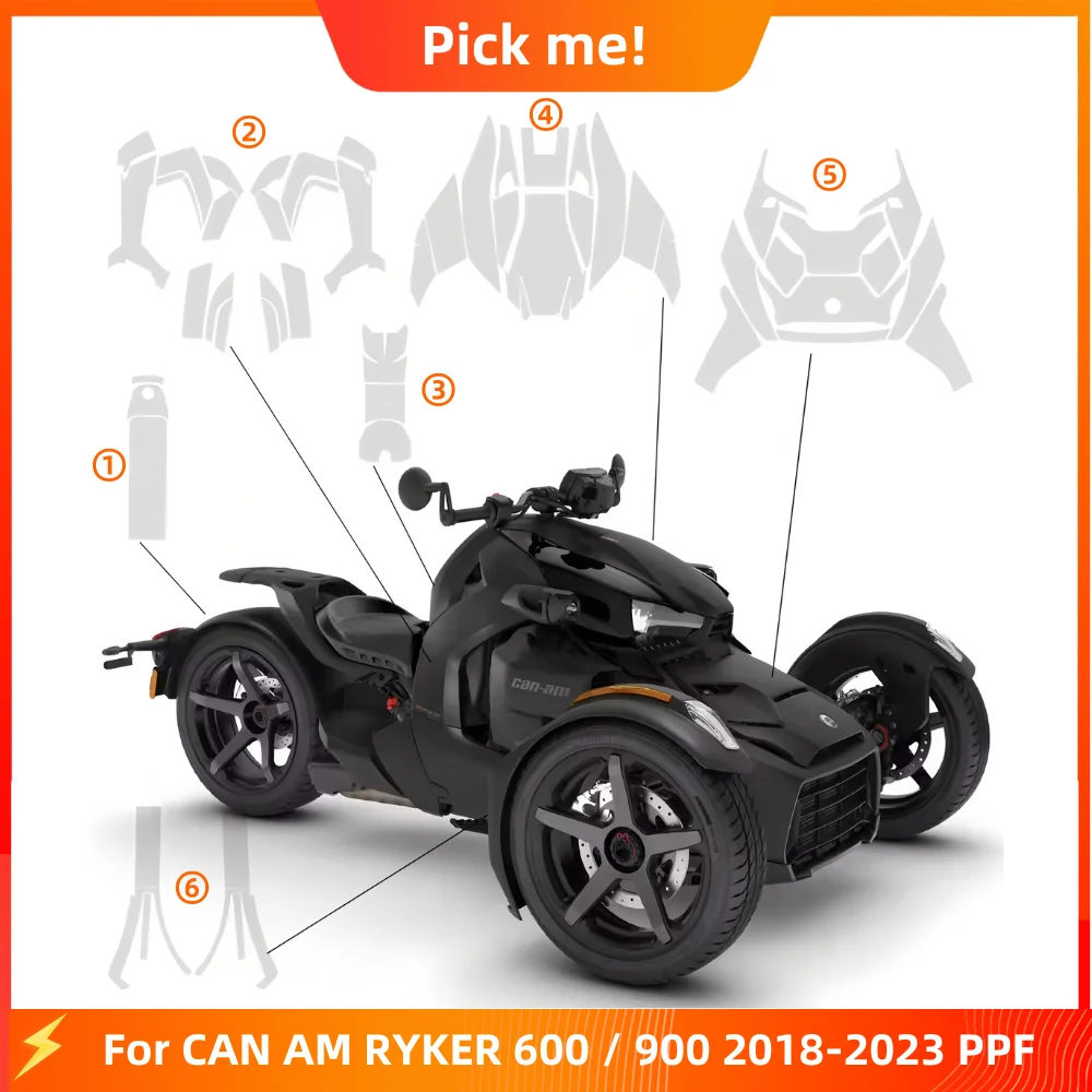 

For CAN AM RYKER 600 2023 Protection Film Body Protection Sticker Kit can-ryker 600 / 900 2018-2023 Motorcycle TPU Anti-scratch
