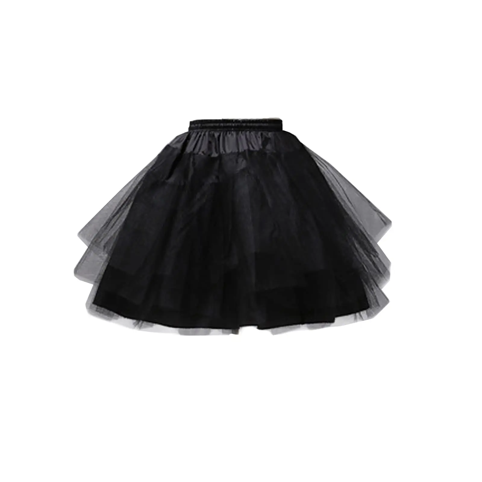 Women Girl Hoopless Petticoat Crinoline 3 Layers Tutu Skirts Knee Length