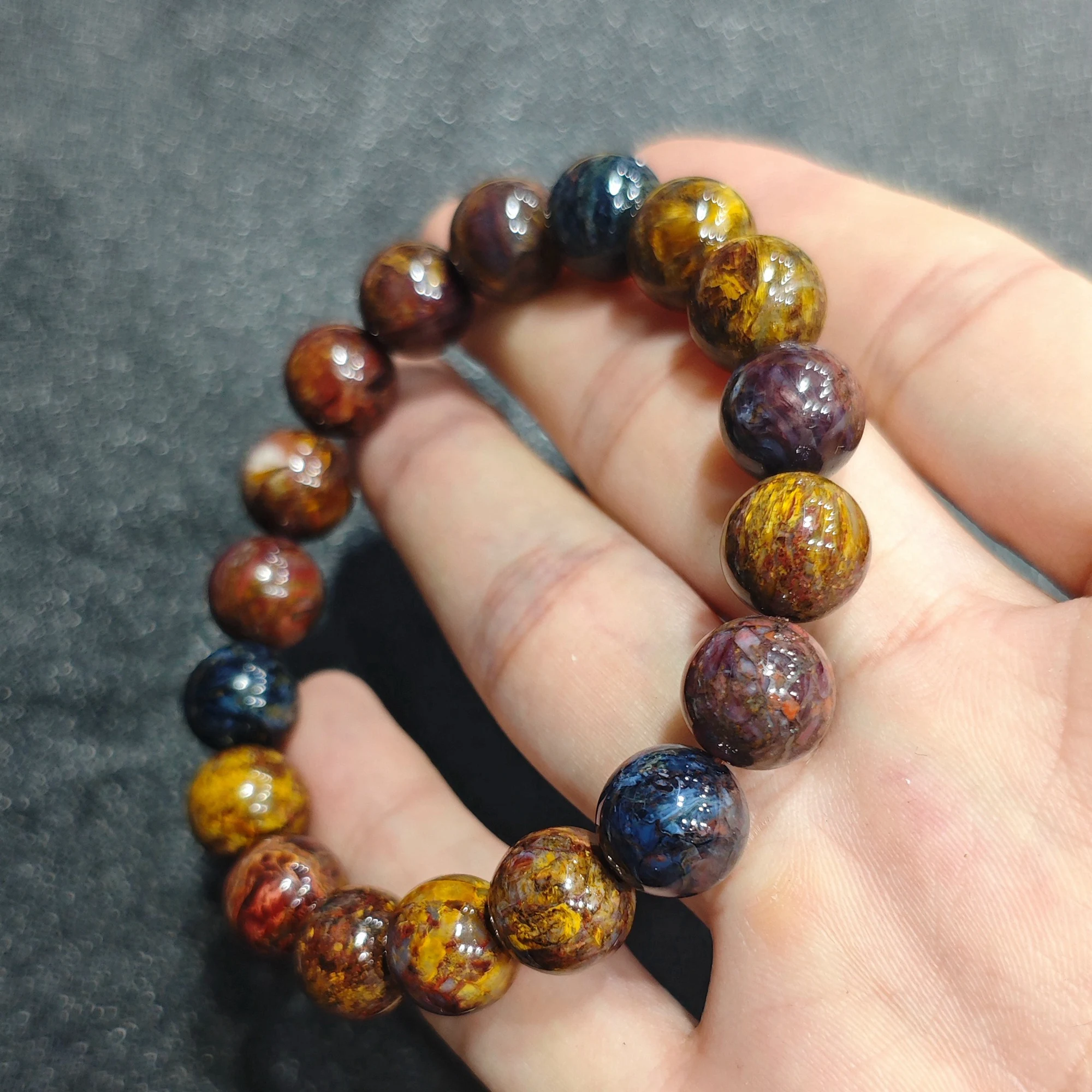 Multi Color 10mm Pietersite Stretch Bracelet Natural Gemstone Spherical Bead Wristlet Aesthetic Jewelry Present