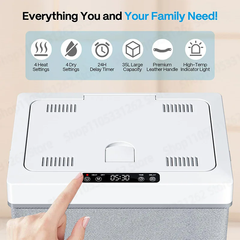35L Foldable Towel Warmer Bucket Portable Electric Towel Heater with LED Display Timer Auto Shut-Off and Child Lock for Bathroom