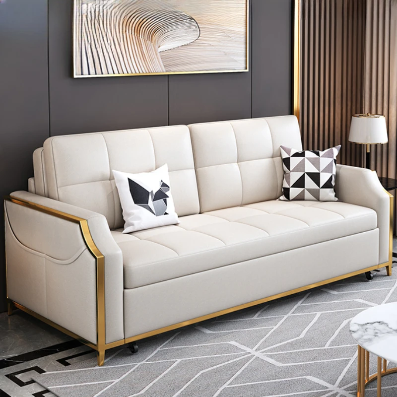 Luksusowa nowoczesna sofa rozkładana fantazyjna miękka indywidualna sofa z podwójnym siedziskiem Nordic rozkładana kanapa Salon De Luxe meble do