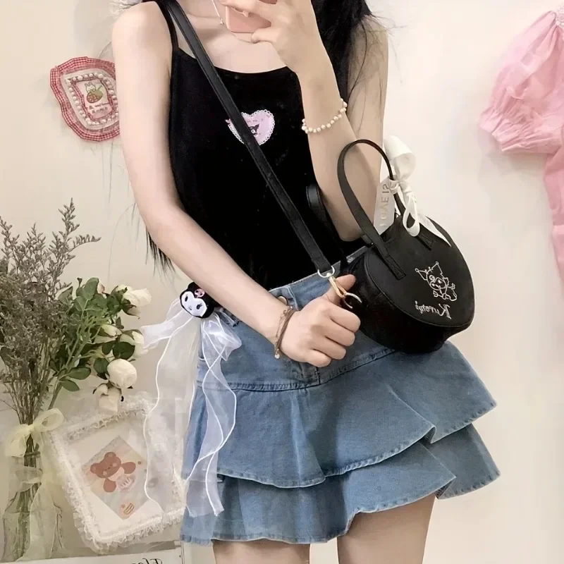 Sanrio Hello Kitty Kawaii Single Shoulder Diagonal Cross Bag Fashion Girl Heart Honey Girl Style Pink Minimalist Crossbody Bag