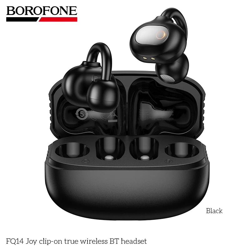 BOROFONE FQ14 Настоящая беспроводная гарнитура BT с зажимом Портативные наушники громкой связи с микрофоном для занятий спортом и бегом