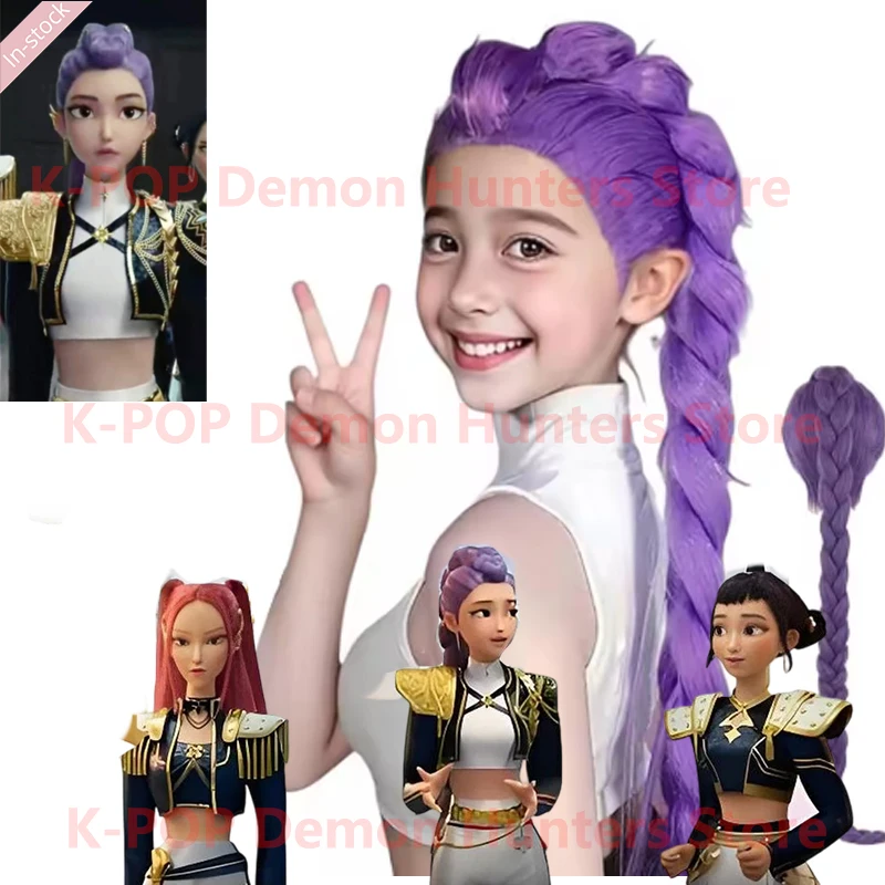 

KPOP Demon Hunters Rumi Purple Cosplay Wig Halloween Party Roleplay Wig Heat Resistant Synthetic Wig for Daily