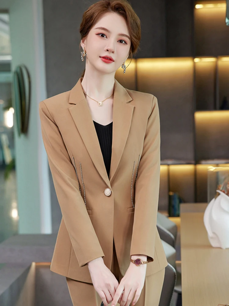 

Women's Faionable Small Suit Jaet Autumn Winter New Sle Profional Beau Salon Work orm Wide Leg Pants Set