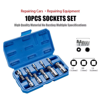 Premium High-Quality Set of 10 S2 Alloy Steel Triple Square Spline Bit Socket - Drive Sizes M4 - M18, 1/4\