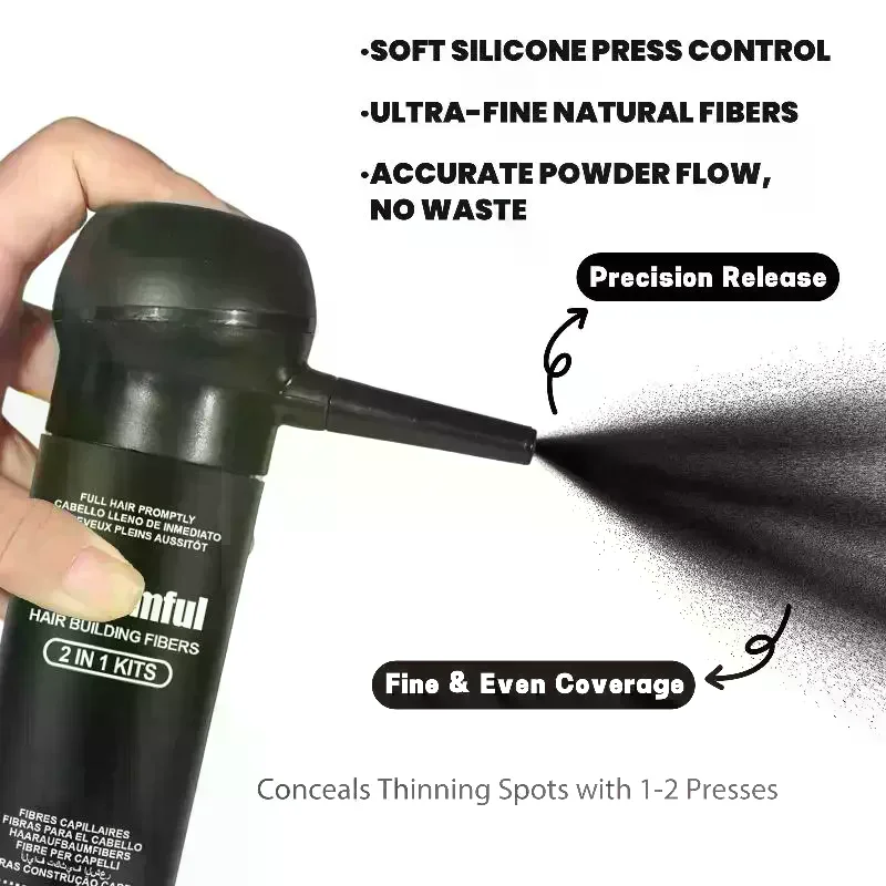 Hair Fiber Adglamful 30g Building - Spray Head Design, Precise Coverage, 5 Sec Quick Thickening For Sparse Areas & Styling