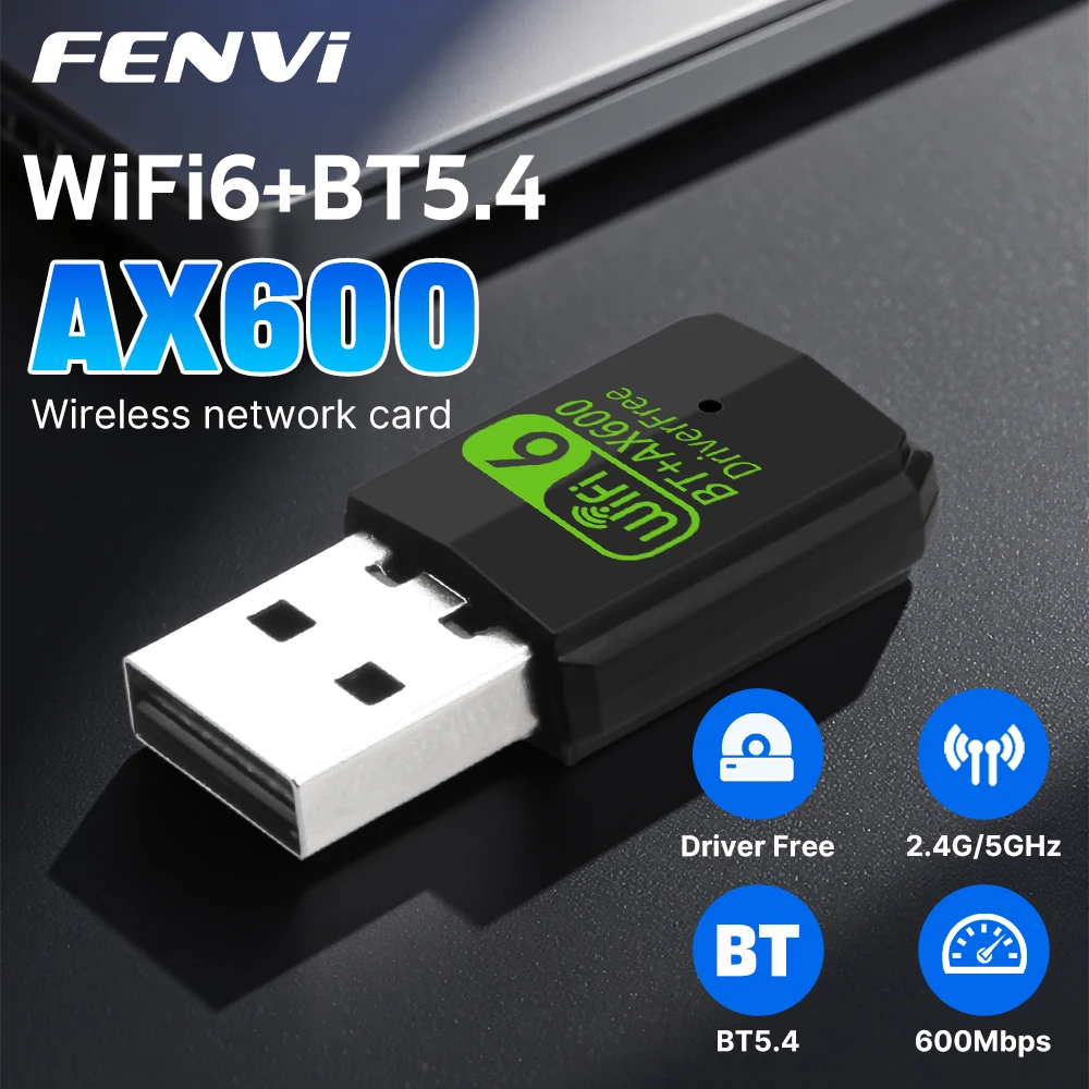 

FENVI AX600 WiFi 6 USB Adapter For Bluetooth5.4 Dual Band 2.4G&5GHz 2in1 Dongle 802.11AX Wireless Wlan Receiver USB For Win10/11