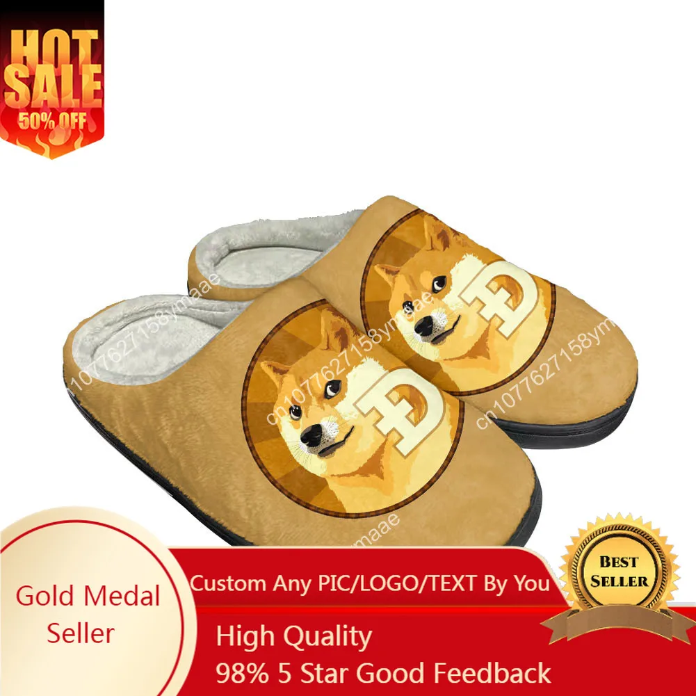 

Hot Dogecoin Fashion Cool Cotton Custom Slippers Mens Womens Sandals Plush Casual Keep Warm Shoes Thermal Comfortable Slipper