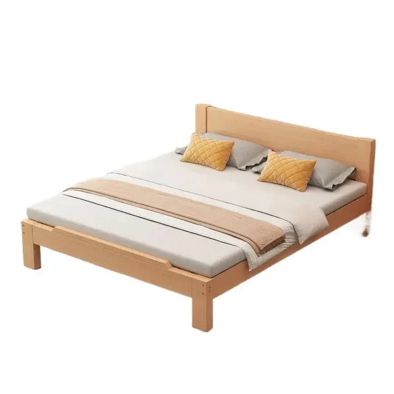 Full beech solid wood bed modern simple 1.8 meters double single bed