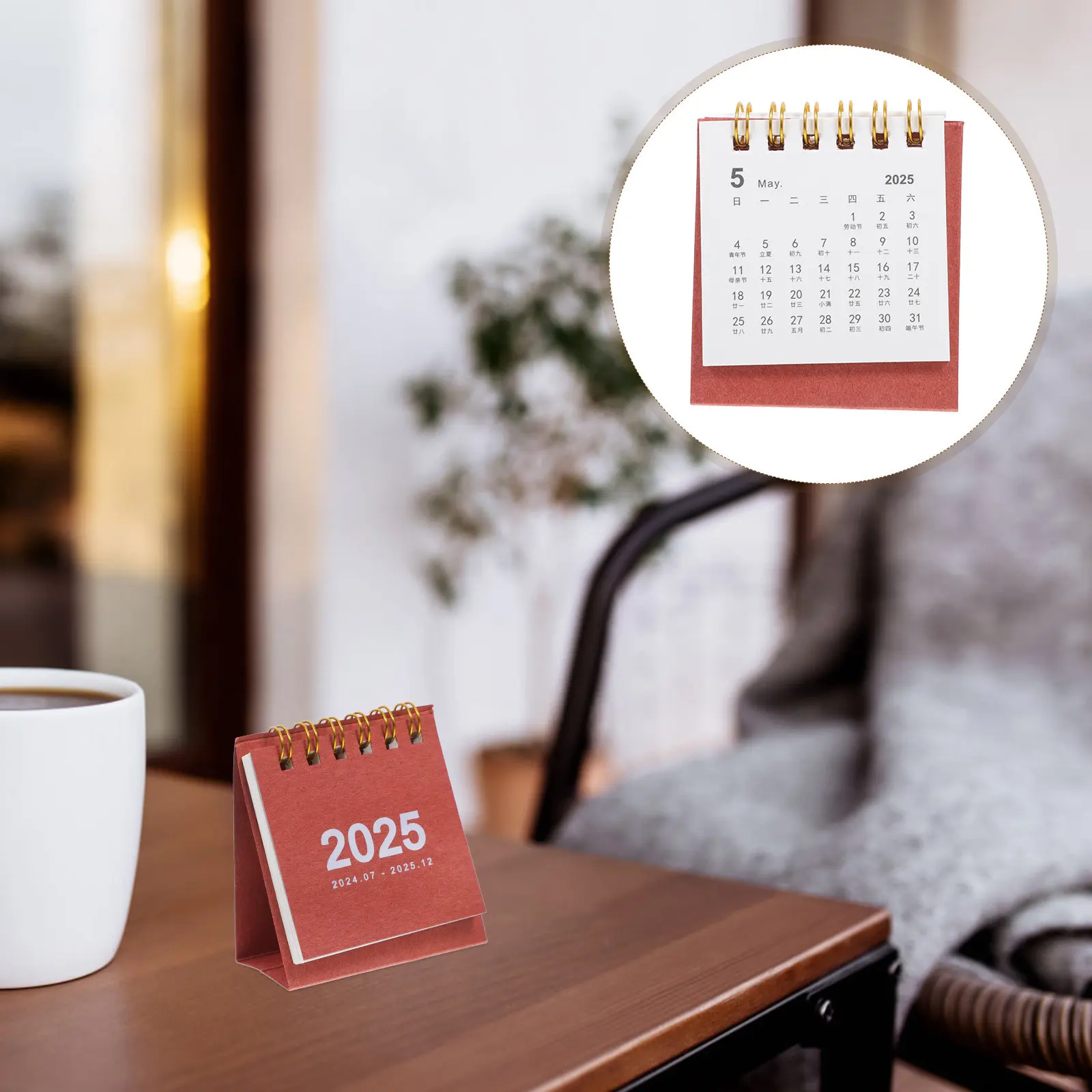 

Mini Desk Calendar 2024-2025 Small Decorative Standing Calendar for Office Home Desktop Monthly Note Planner Daily Use