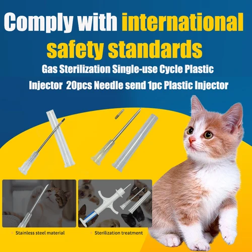 Imagen 2 del producto FDX-B de aguja separada para animales, etiqueta de identificación de mascotas, jeringa de Microchip para animales de 134,2 KHz, inyector de Metal reciclado a juego, 2,12x12MM