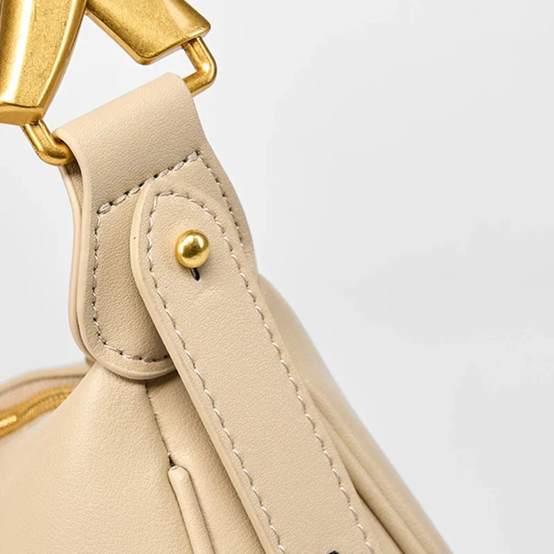 2026 Soft Cowhide Genuine Leather Crescent Underarm Shoulder Bag for Women Large Capacity Dumpling Crossbody Purse