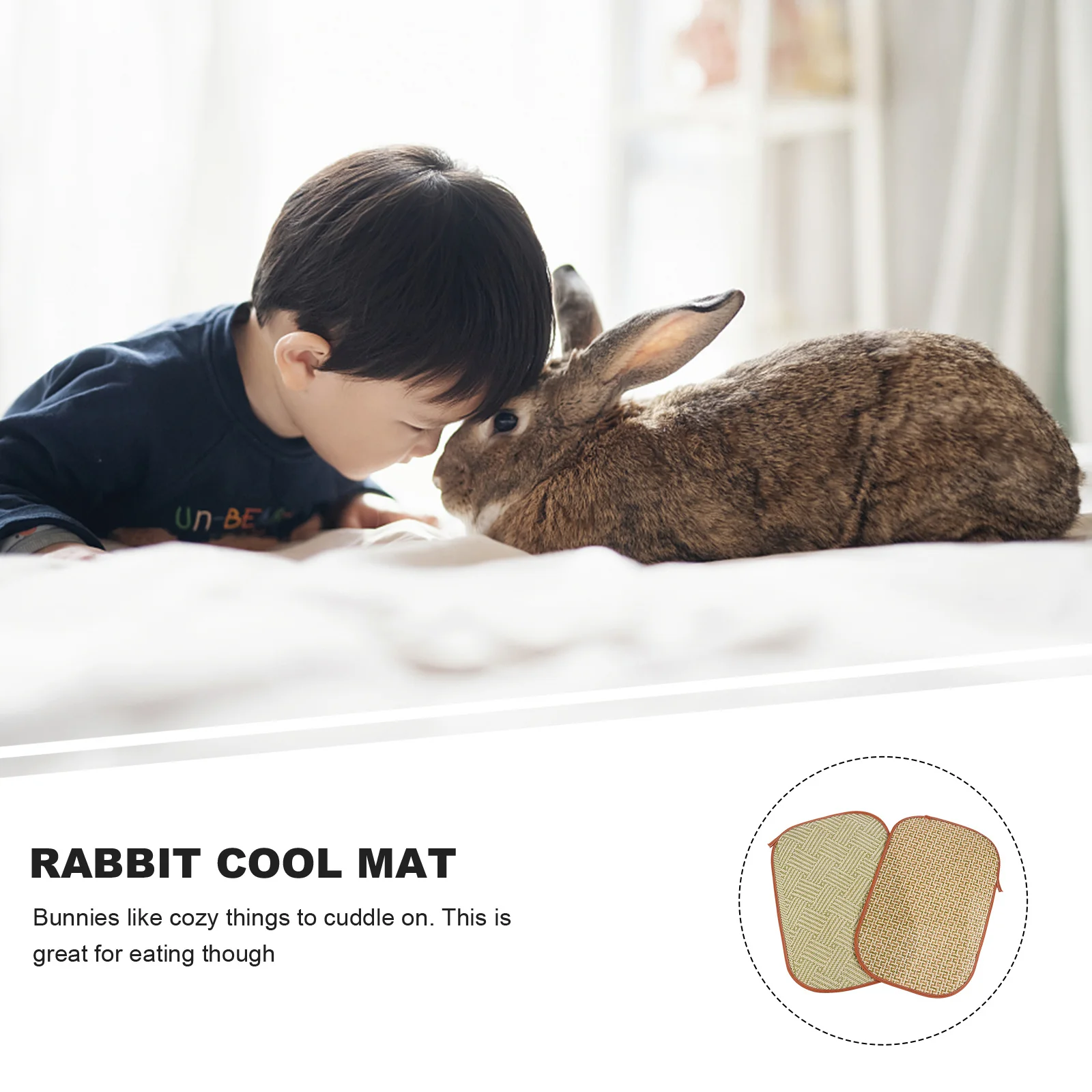 

2Pcs Bunny Cooling Mat Woven Grass Bed Cushion for Small Animals Safe to Eat Nibble Keep Busy in Hot Weather Grass Mat