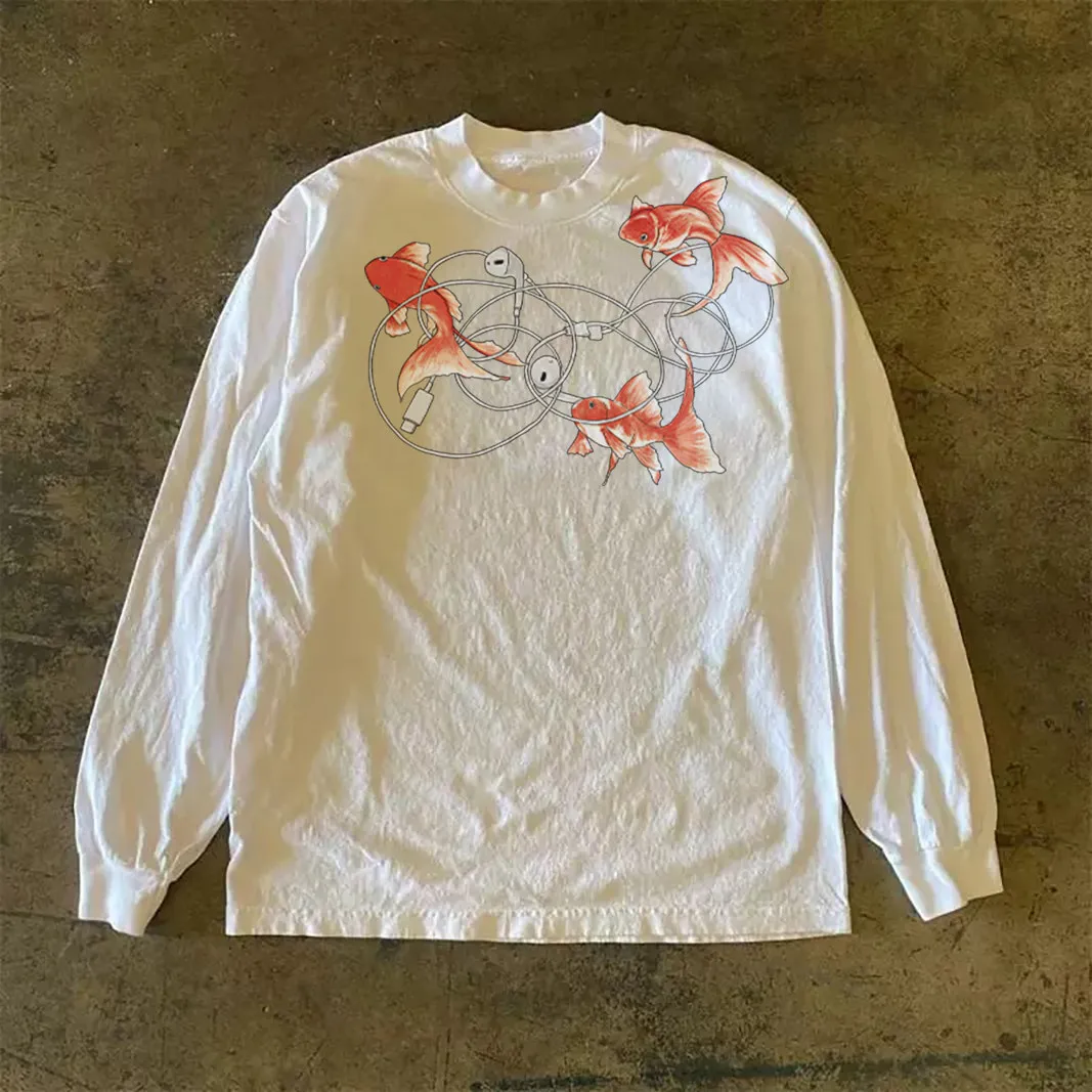 Heavyweight 310g Pure Cotton Long Sleeve T-Shirt Streetwear Versatile Retro American Style Men's Women's round Neck Top