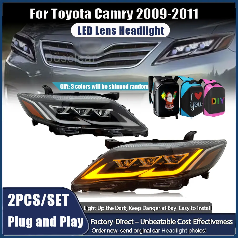 

Комплект из 2 светодиодных фар для Toyota Camry 2009-2011 с ДХО, указателями поворота, дальним светом и линзой-проектором Angel Eye