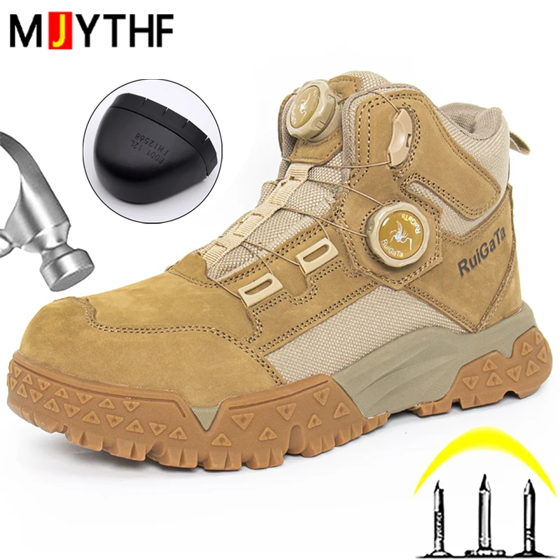 Genuine Leather Work Boots Men Shoes Puncture-Proof Safety Boot For Engineers Indestructible Shoes Cowhide Protection Boots Men