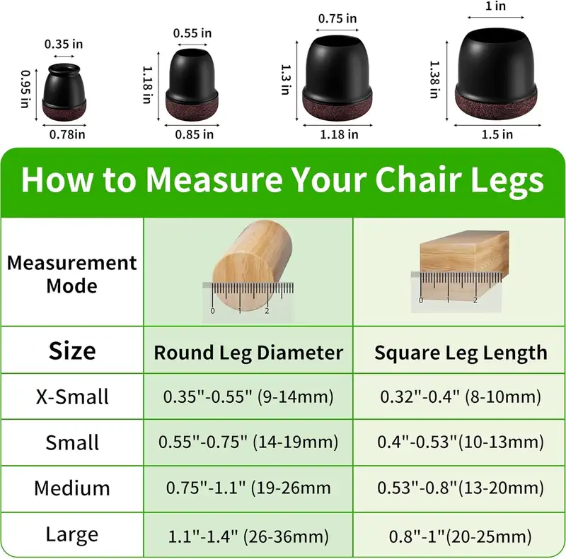 8PCS Round Chair Leg Floor Protectors Foot Cover Diagonal Silicone Furniture Black Table Feet for Hardwood Table Protect Floor - Image 3