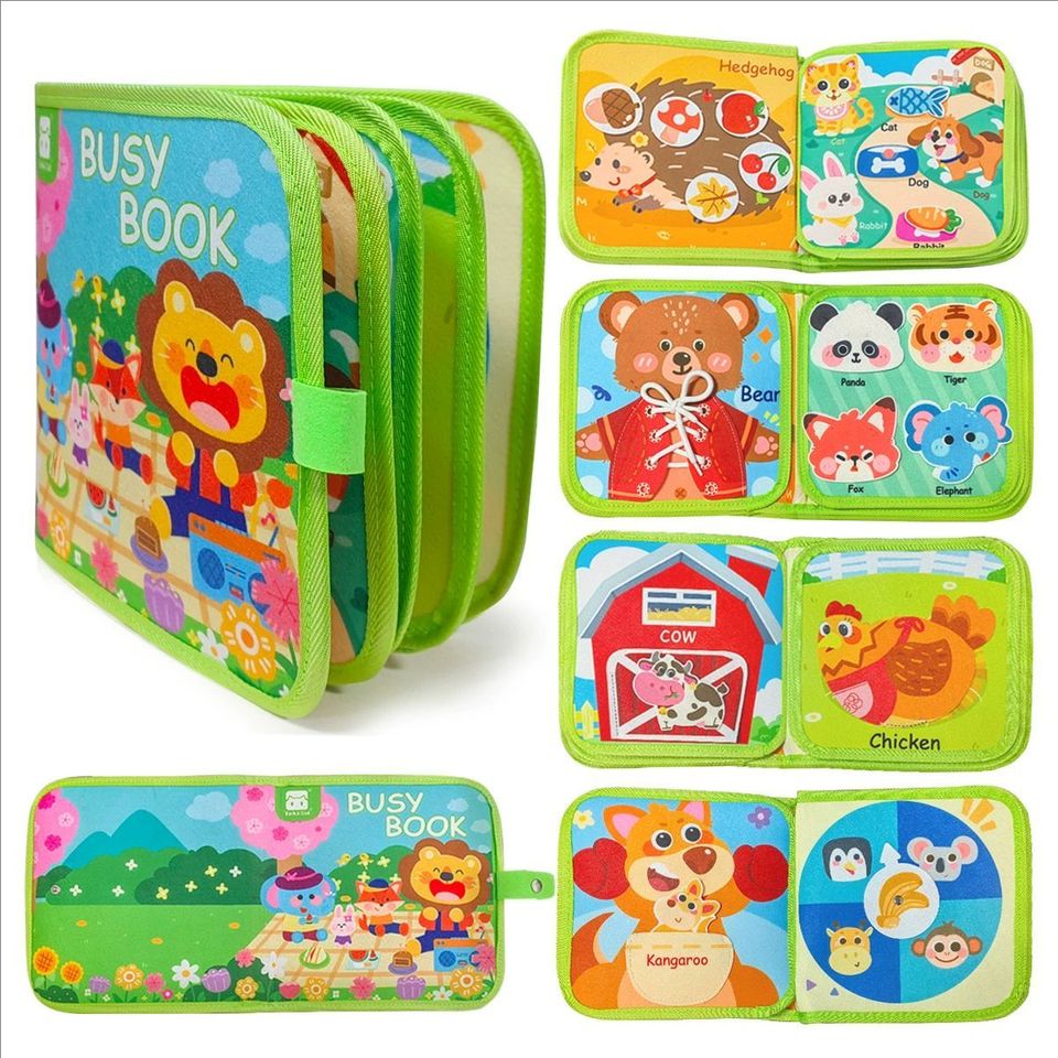  Toddler Busy Board Montessori Toys Sensory Board Busy Book for Kids 2 4 Year Early Educational Activities Felt Quiet Cloth Books