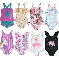 1-5Y Toddler Baby Girls Swimsuit One Piece Girls Swimwear Unicorn Children Swimwear Kids Beach Wear Girls Swimming Outfits