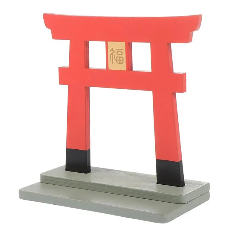 1Pc Building Model Japanese Shinto Torii Wooden Gate Japanese Shrine Statue Miniature Shrine Home Desktop Decoration