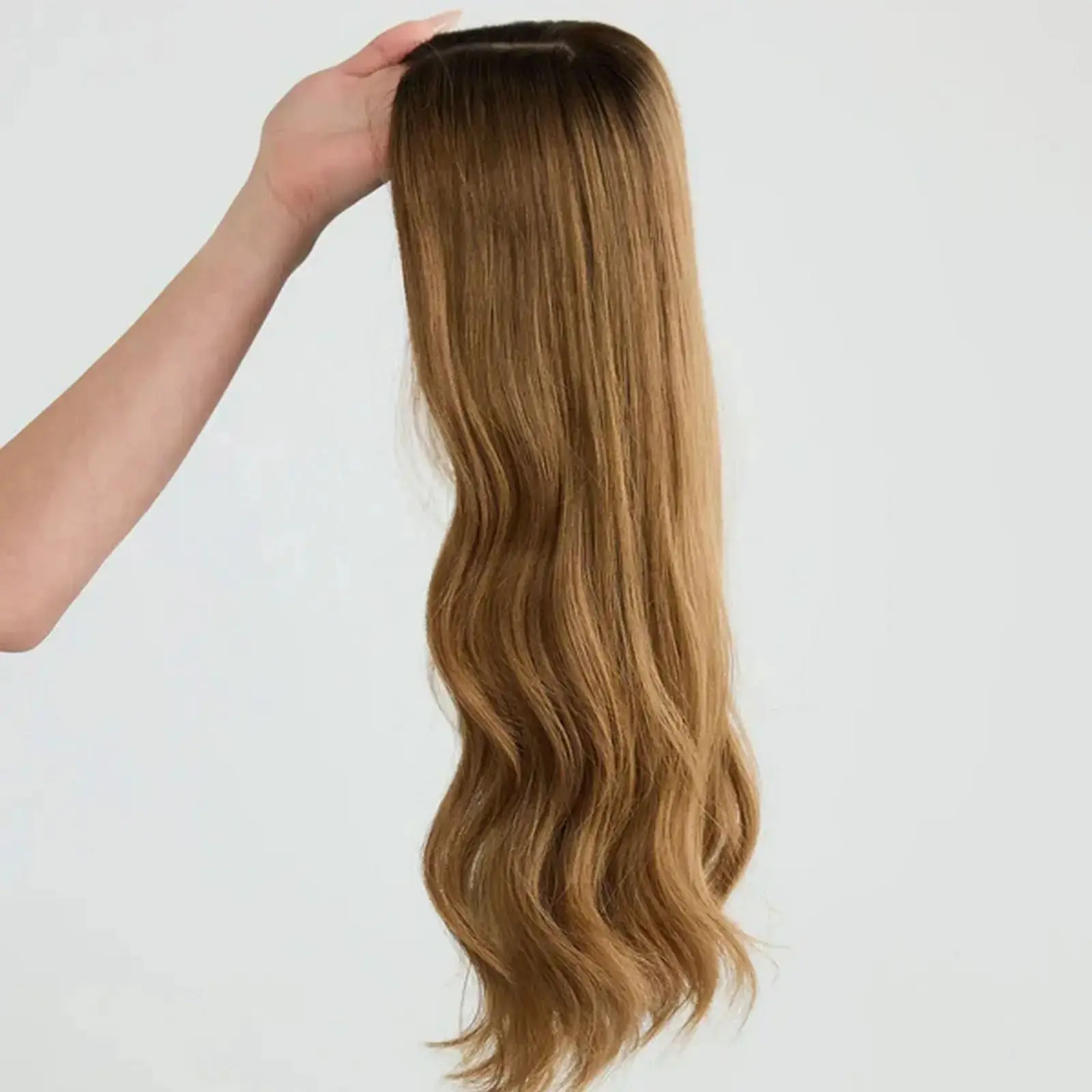 Trendy Daily Party Wig Ombre Honey Brown HD Invisible Lace Front Wig with Dark Roots Heat Resistant Fiber Wig Glueless Daily Wig