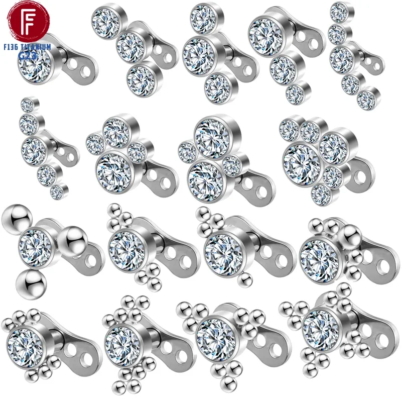 F136 Titanium piercing Dermal Anchor Women Hinged segment Surgical 16G microdermal	Helix Piercing Hiden Skin Diver Body Jewelry