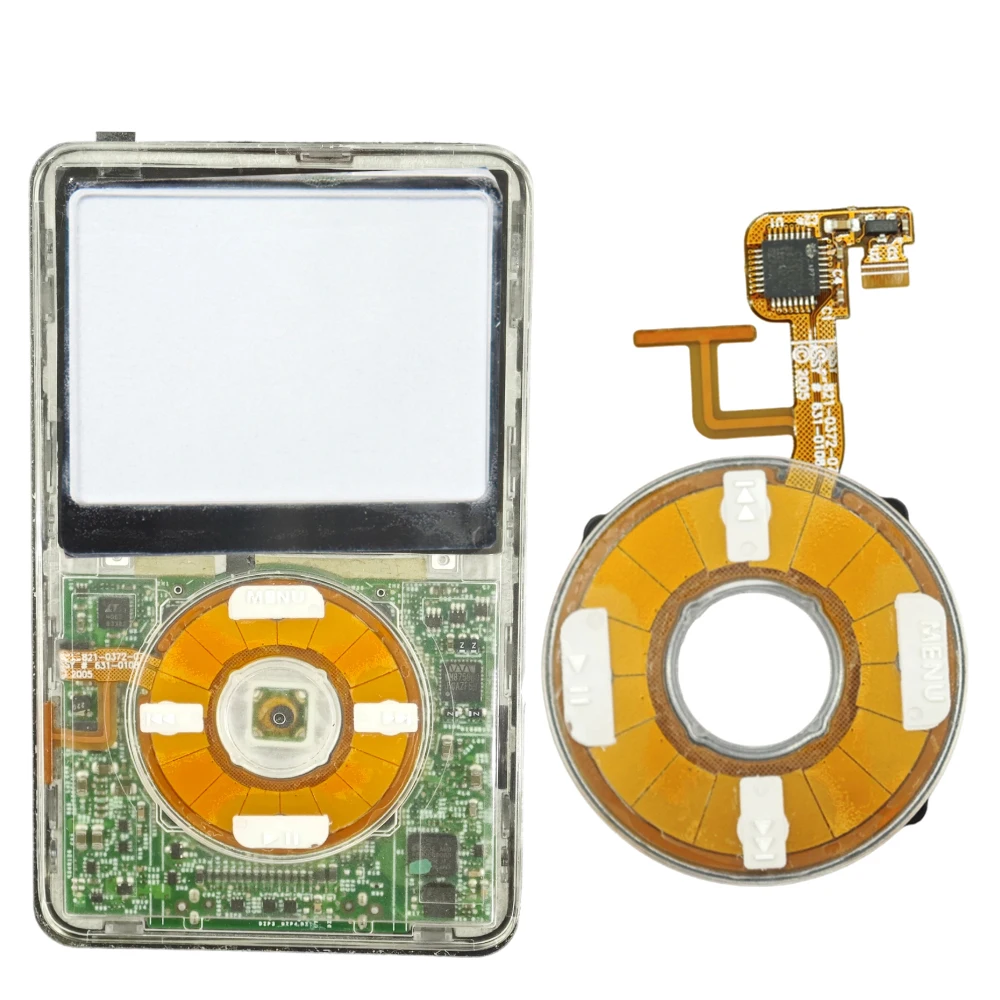 Transparente Frontplatte mit Klickrad-Taste in der Mitte für iPod Video 5. Generation 30GB 60GB 5.5. Generation 30GB 80GB Kunststoffgehäuse – Detail 1