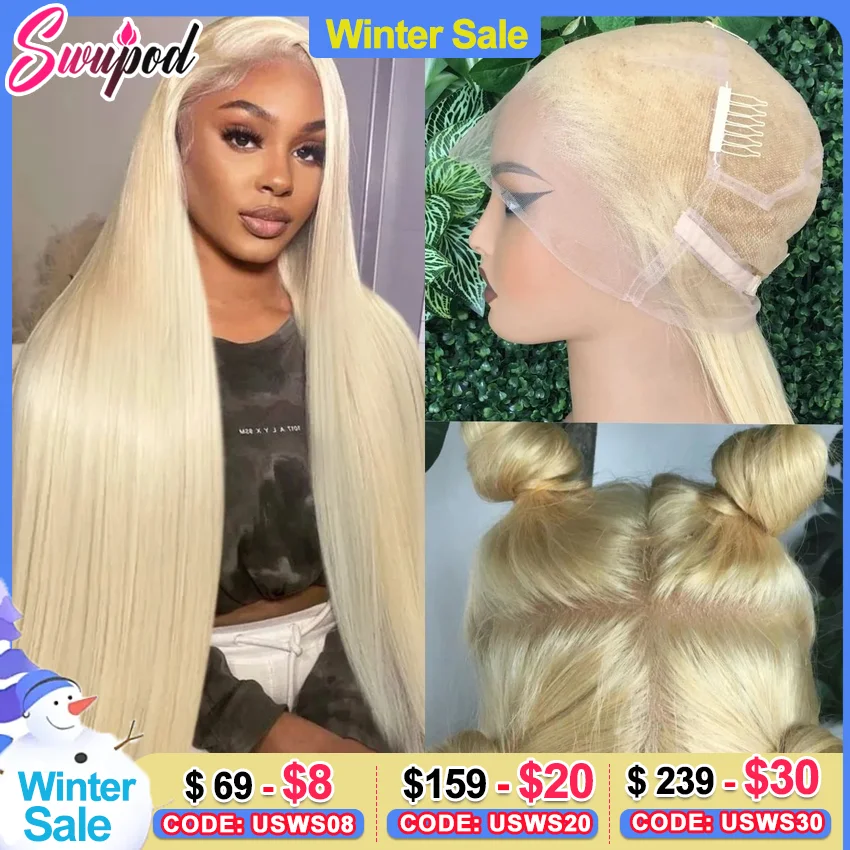 360 Full Lace 613 100% Human Hair Blonde Straight 13x6 Hd Lace Frontal Wig 20 24 26 Inch Brazilian Preplucked Wigs Baby Hairline