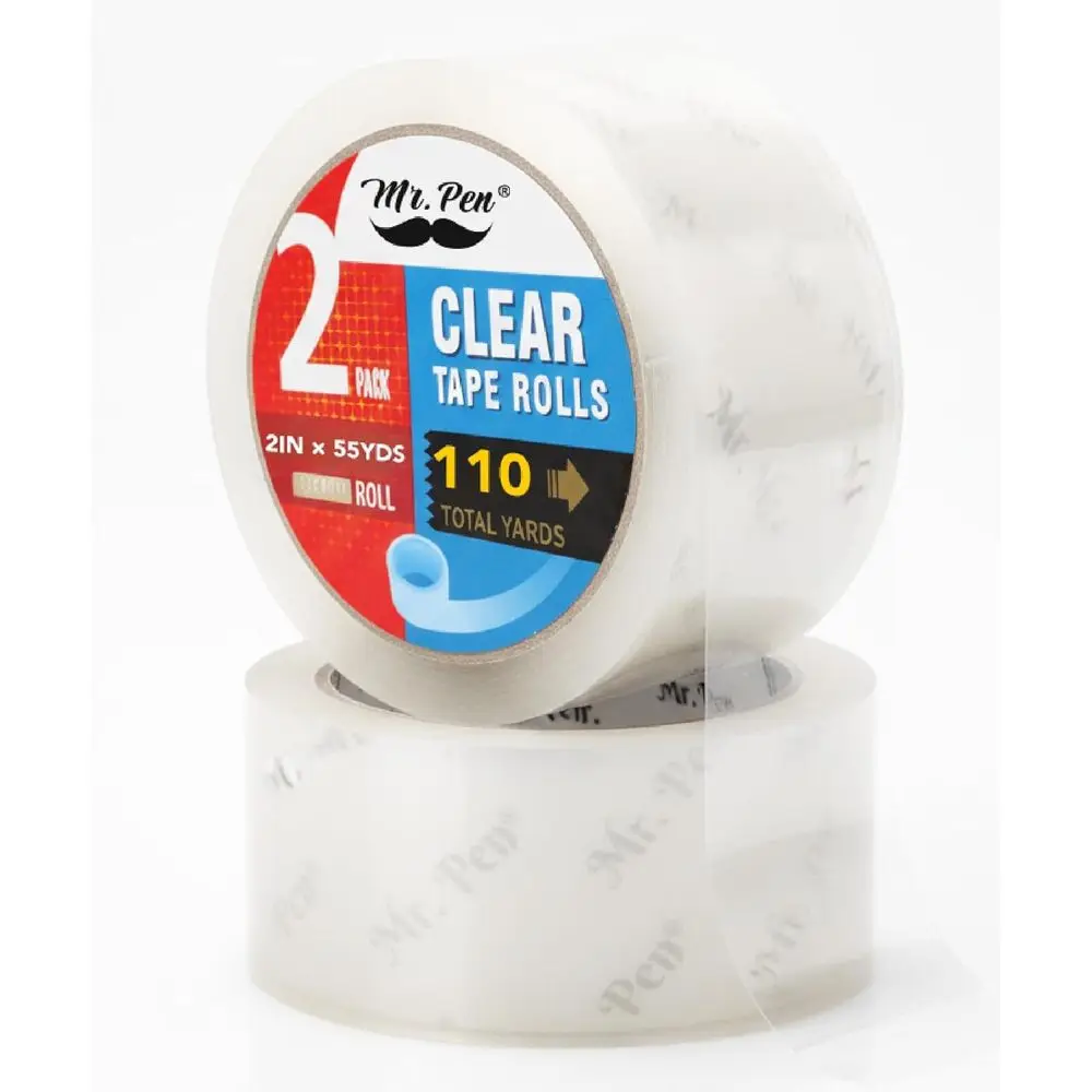 Clear 2-Pack 2-Inch Wide 60-Yard 1.9mil Odorless Packing Tape for Shipping, Packaging, Moving, and Storage