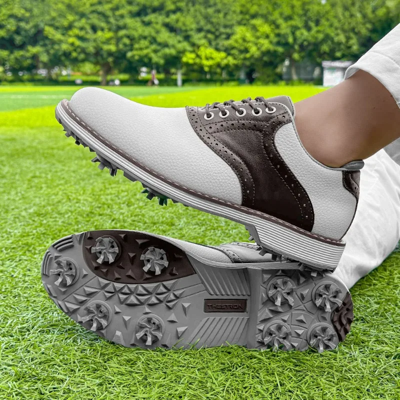 Męskie wielokolorowe buty golfowe na trawnik na świeżym powietrzu Lekkie z gwoździami Antypoślizgowe buty sportowe Odporne na zużycie buty treningowe do gry w golfa