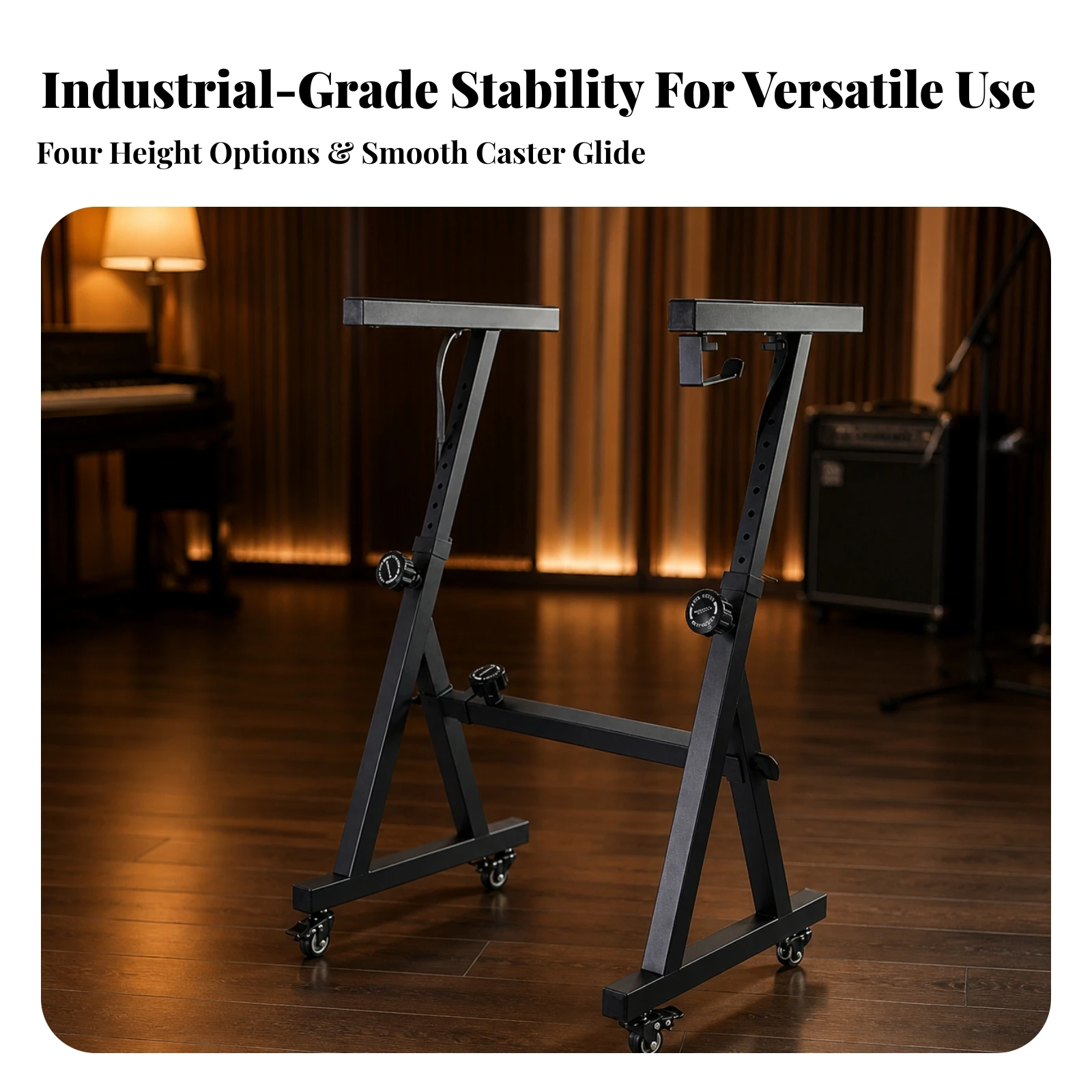 Cross-Style Keyboard Stand Easy to Transport Keyboard Stand with Wheels Foldable Portable for Pianists, Home Studio, Stage