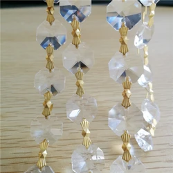 14mm Garland Diamond K9 Crystal Octagonal Curtain Beads With Gold Buckle Pendant Lighting for Pendant DIY Home Decoration