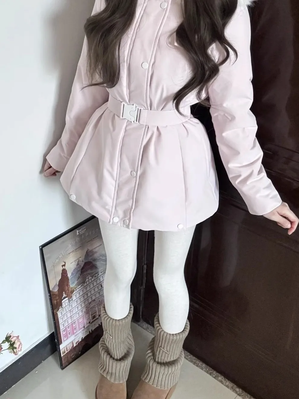 Zoete jeugdige Thiened herfst winter katoenen jas dames Sle Briti woon-werkverkeer slim fit nylon pure kleur