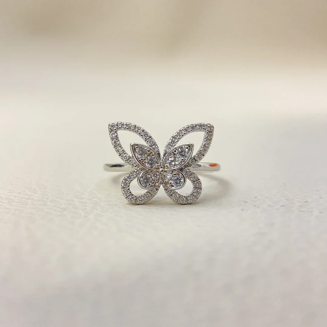 

2025 new Ge home full diamond butterfly ring simple light luxury niche for women's exquisite fashion high quality jewelry gifts